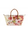 BOLSO SAFARI TELA BLANCA FLORES M